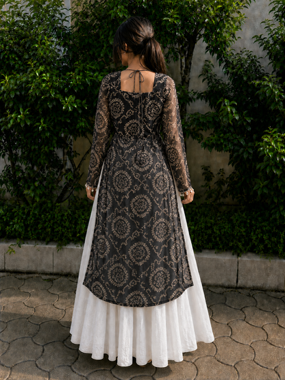 BALADA Women's Premium Georgette Navratri Kurti | Designer Long Sleeve Festive Kurti