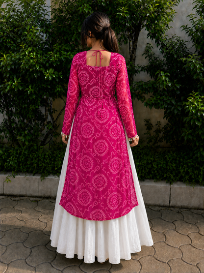 BALADA Women's Premium Georgette Navratri Kurti | Designer Long Sleeve Festive Kurti