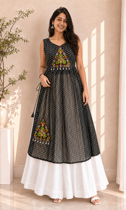 BALADA Women's Premium Georgette Navratri Kurti – Designer Sleeveless Festive Kurti for Women & Girls