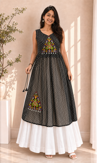 BALADA Women's Premium Georgette Navratri Kurti – Designer Sleeveless Festive Kurti for Women & Girls