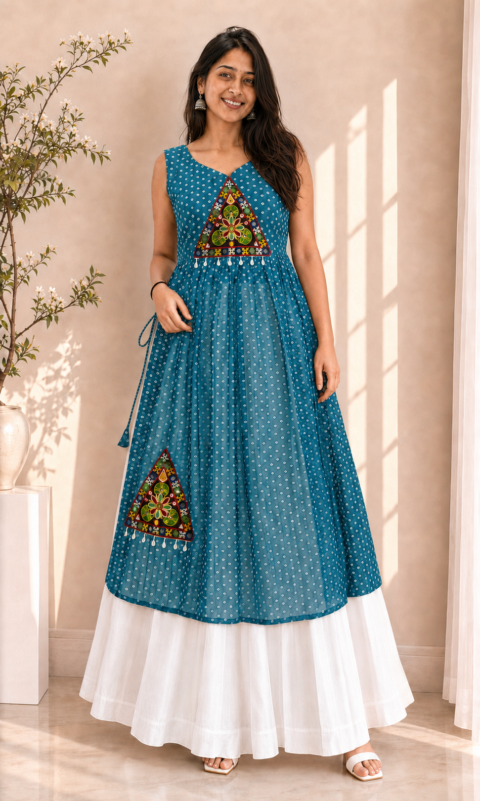 BALADA Women's Premium Georgette Navratri Kurti – Designer Sleeveless Festive Kurti for Women & Girls
