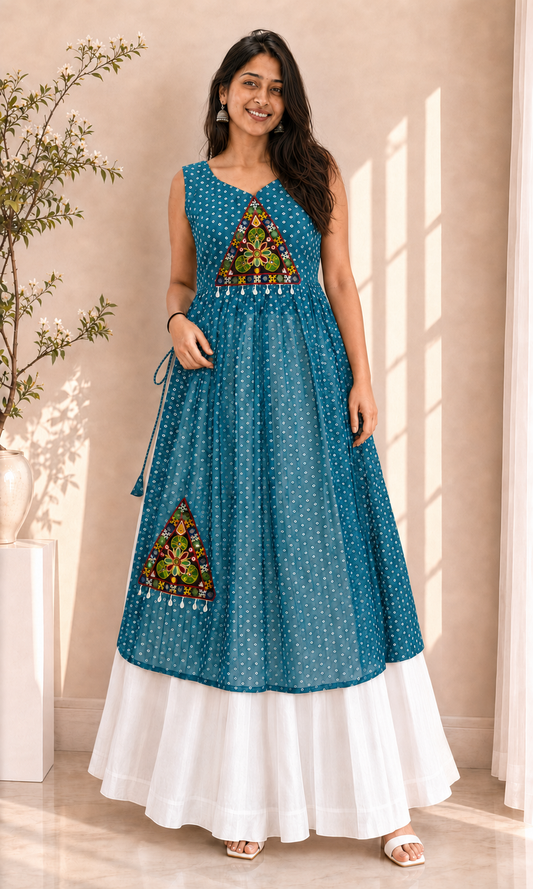 BALADA Women's Premium Georgette Navratri Kurti – Designer Sleeveless Festive Kurti for Women & Girls