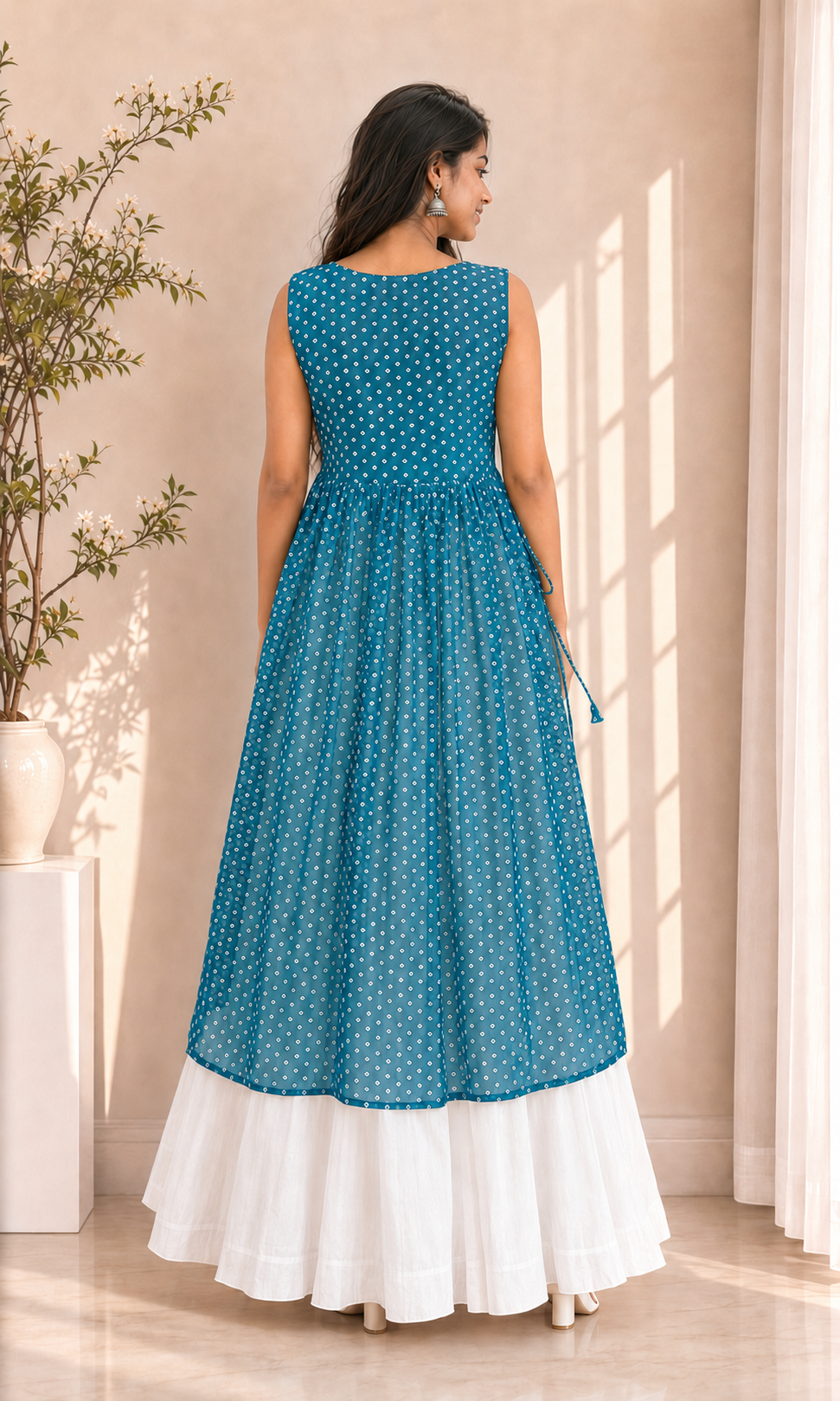 BALADA Women's Premium Georgette Navratri Kurti – Designer Sleeveless Festive Kurti for Women & Girls