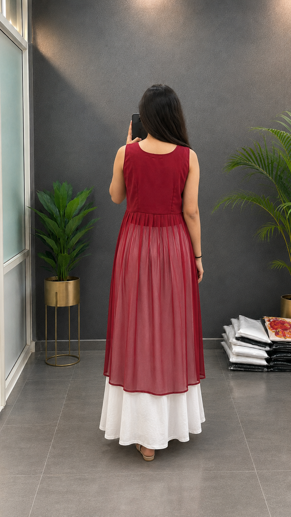 BALADA Women's Premium Georgette Navratri Kurti | Designer Sleeveless Festive Kurti