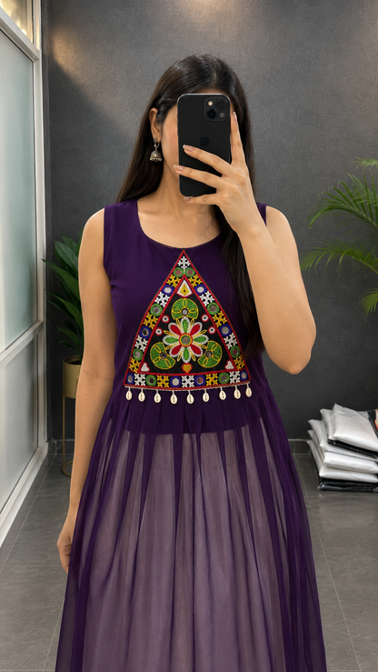 BALADA Women's Premium Georgette Navratri Kurti | Designer Sleeveless Festive Kurti
