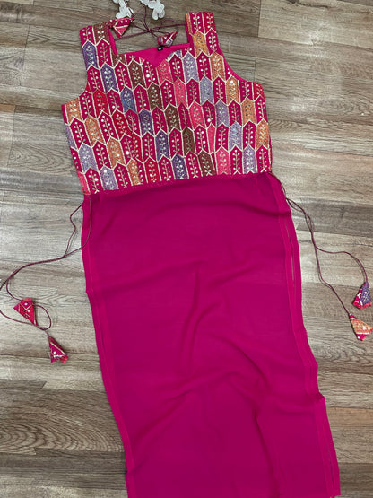 "Rangriti Mirror Blouse Skirt Set – Pink Love Edition"
