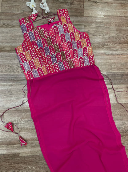 "Rangriti Mirror Blouse Skirt Set – Pink Love Edition"
