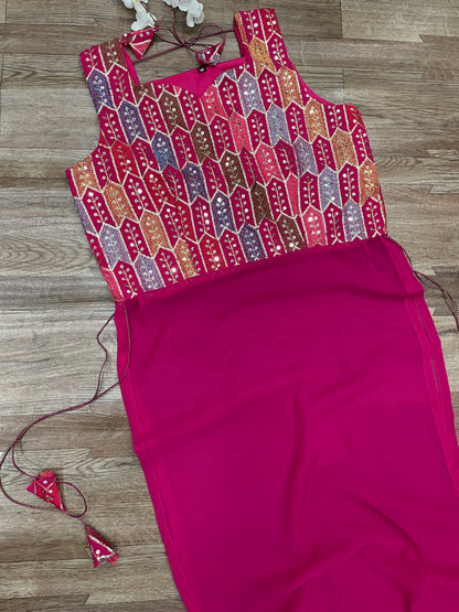 "Rangriti Mirror Blouse Skirt Set – Pink Love Edition"