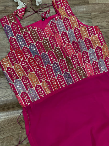 "Rangriti Mirror Blouse Skirt Set – Pink Love Edition"