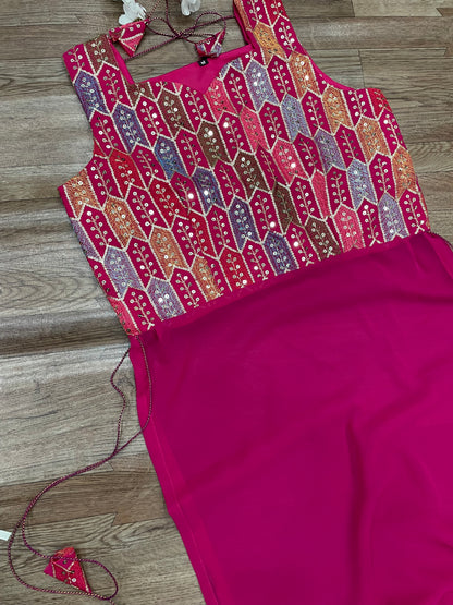 "Rangriti Mirror Blouse Skirt Set – Pink Love Edition"