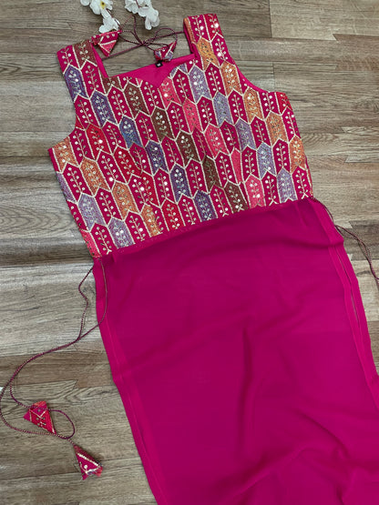 "Rangriti Mirror Blouse Skirt Set – Pink Love Edition"