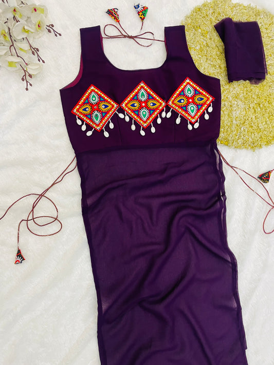Royal Purple Traditional Kutchi Dress