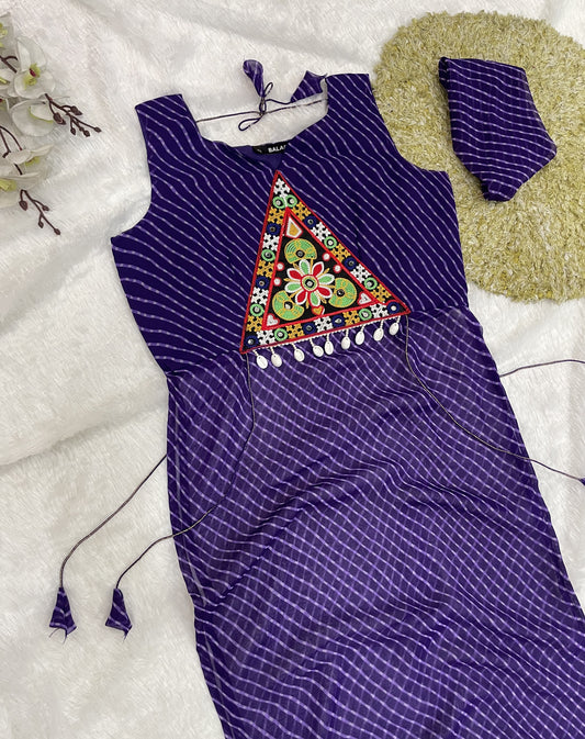 Navratri Bandhani Kurti – Designer Straight Fit, Embroidered Festive Wear