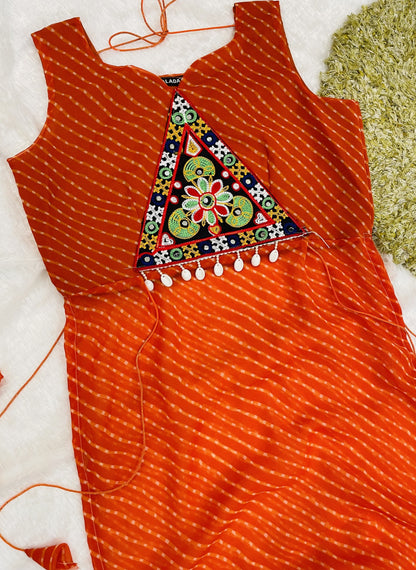 Navratri Bandhani Kurti – Designer Straight Fit, Embroidered Festive Wear