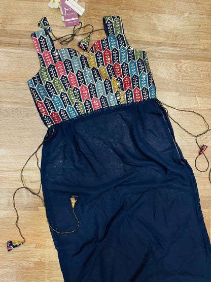 "Rangriti Mirror Blouse Skirt Set –Blue Love Edition"