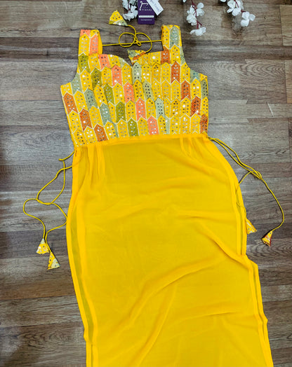 "Rangriti Mirror Blouse Skirt Set –Yellow Love Edition"