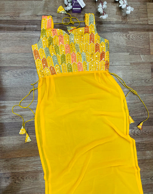 "Rangriti Mirror Blouse Skirt Set –Yellow Love Edition"
