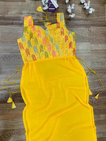 "Rangriti Mirror Blouse Skirt Set –Yellow Love Edition"
