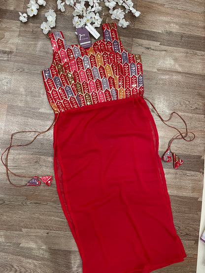 Rangriti Mirror Blouse Skirt Set –Red Love Edition"