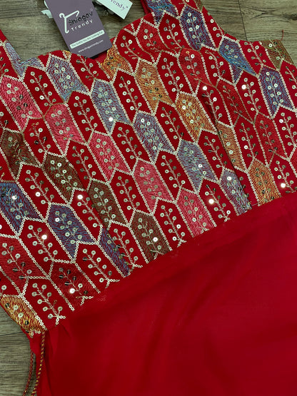 Rangriti Mirror Blouse Skirt Set –Red Love Edition"