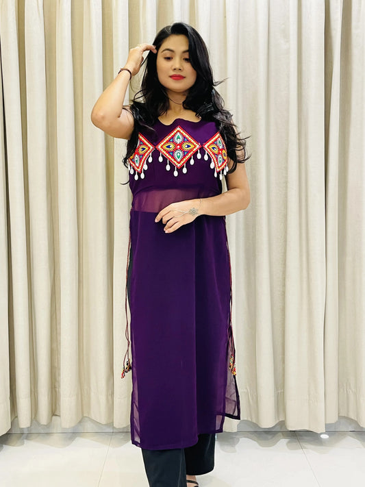 Elegent Purple Festive Wear Kurti For Womens
