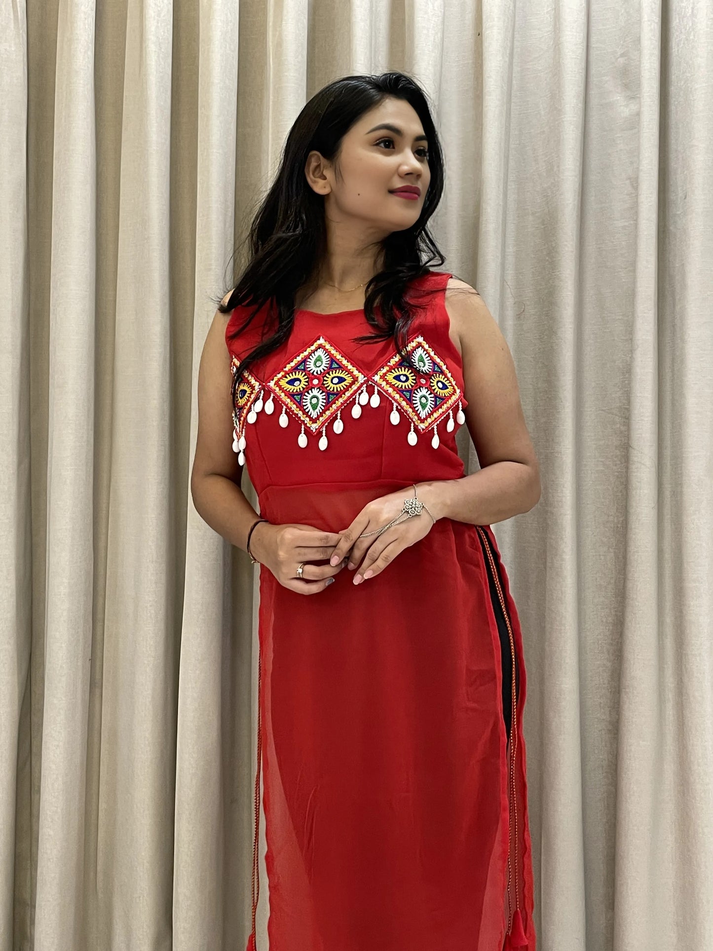 Red Navratri Kurti For Womens And Gilrs