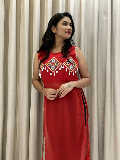 Red Navratri Kurti For Womens And Gilrs