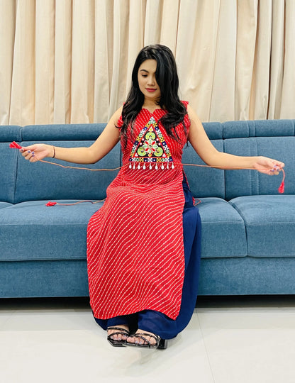 Festive Women's Bandhani Kurti – Navratri Special