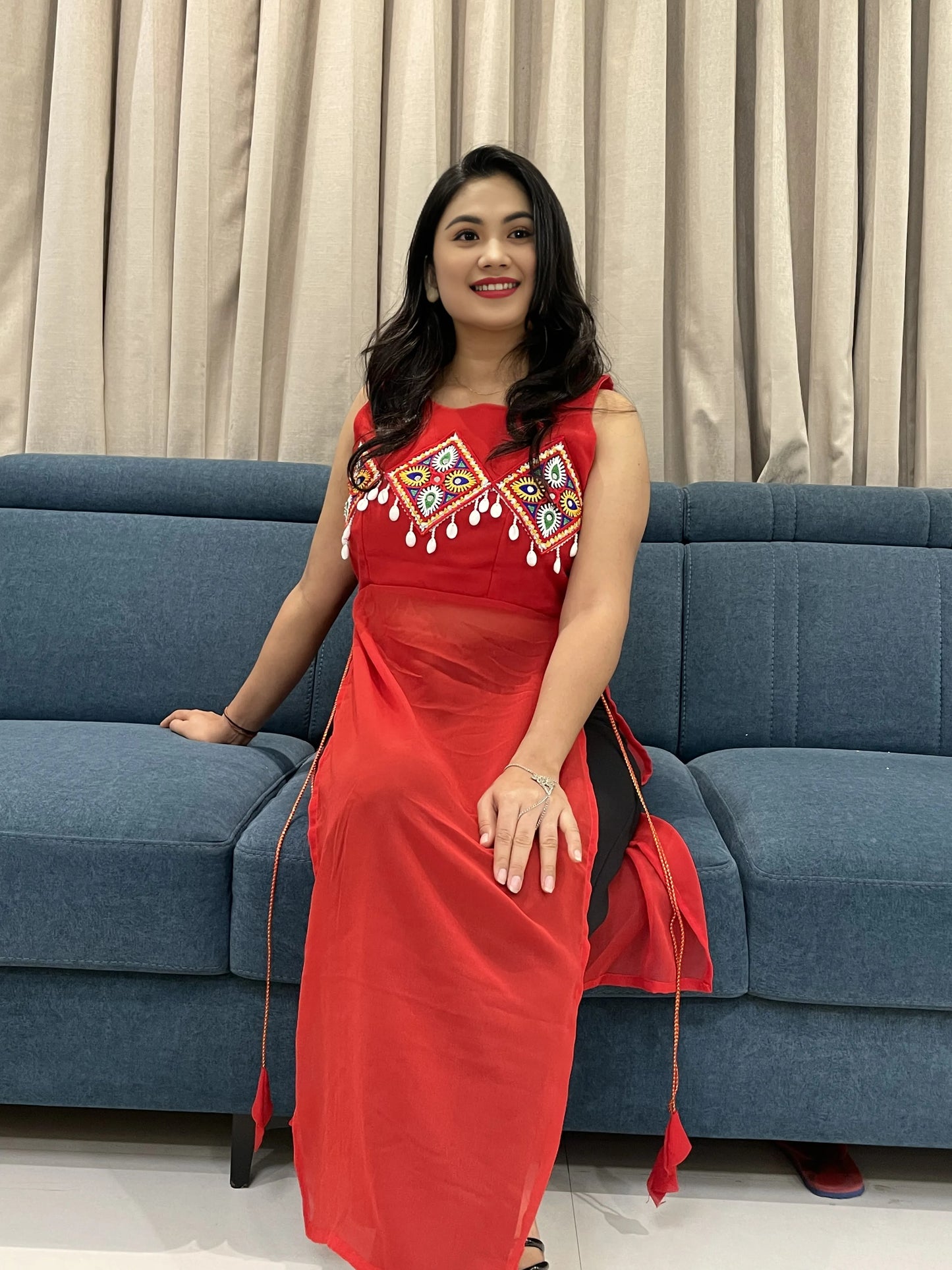 Red Navratri Kurti For Womens And Gilrs