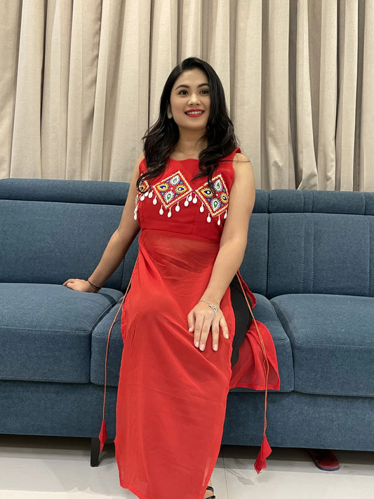 Red Navratri Kurti For Womens And Gilrs