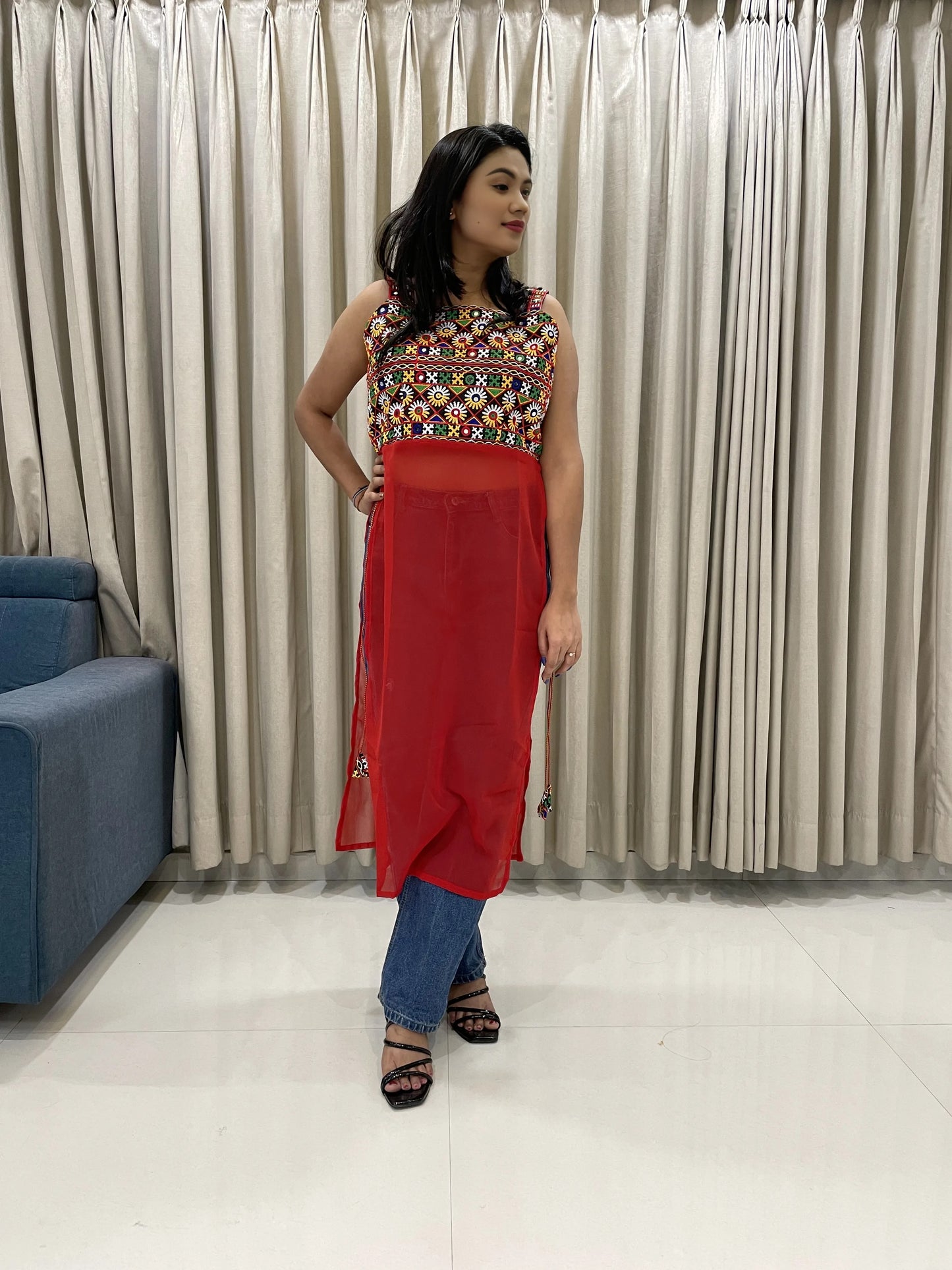 Navratri Special Embroidered Georgette Kurti for Women