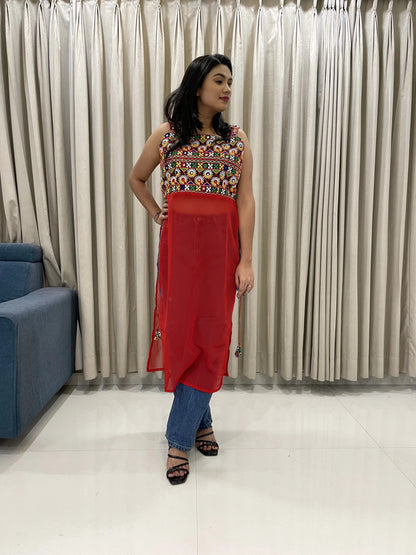 Navratri Special Embroidered Georgette Kurti for Women