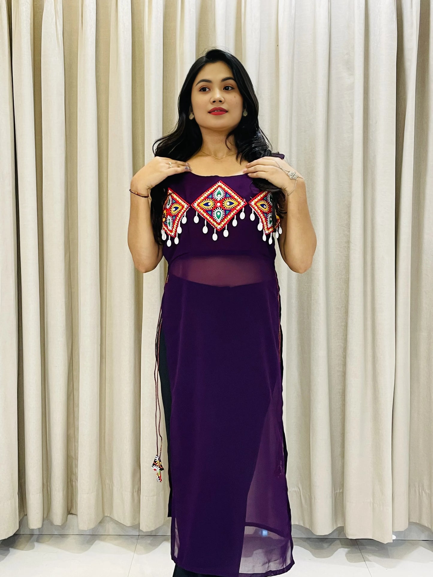 Elegent Purple Festive Wear Kurti For Womens