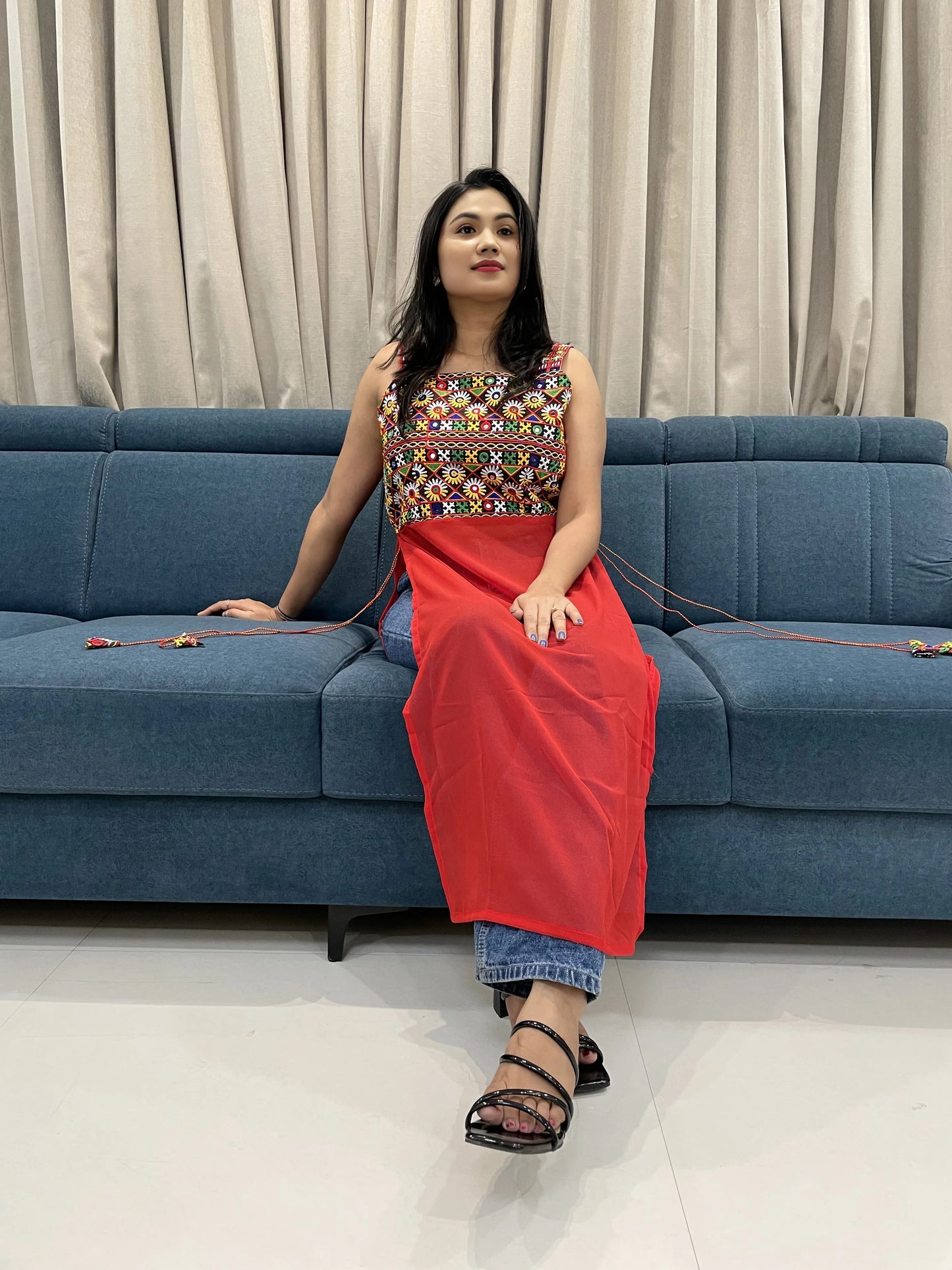 Navratri Special Embroidered Georgette Kurti for Women