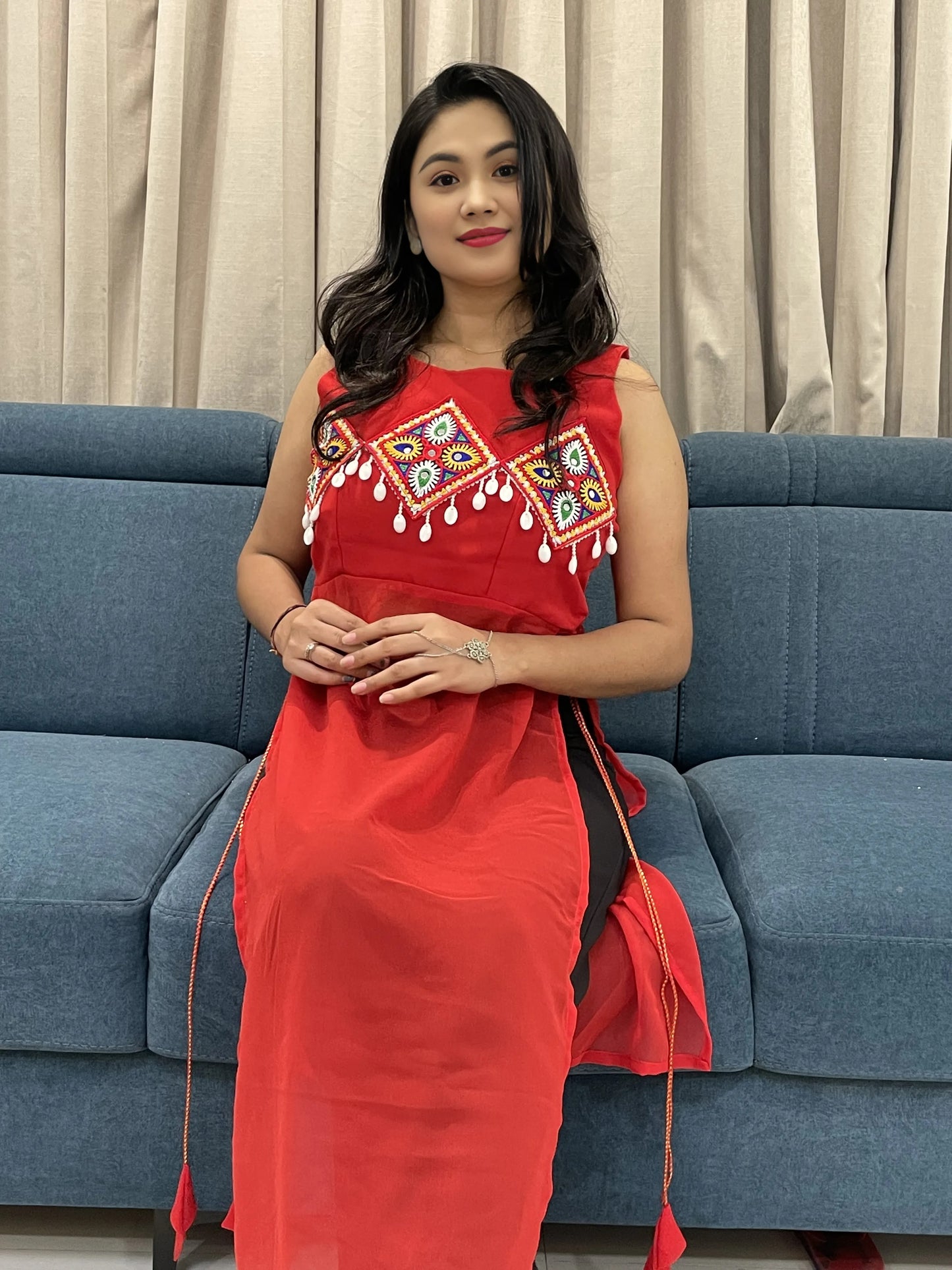 Red Navratri Kurti For Womens And Gilrs
