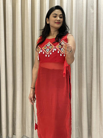 Red Navratri Kurti For Womens And Gilrs