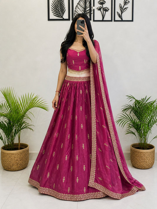 BALADA Wine Pink Lehenga Choli for Women | Festive Wear Georgette Lehenga with Dupatta | Wedding, Navratri, Party Wear Ethnic Set