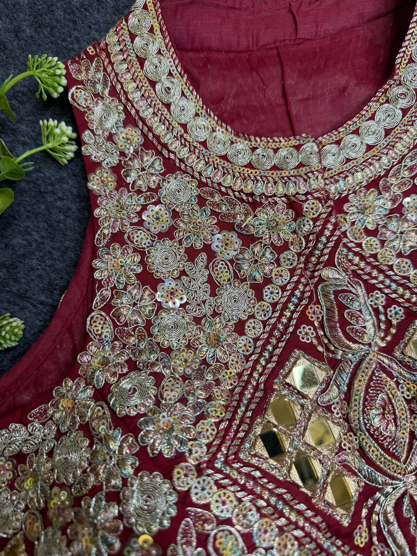 BALADA Maroon Heavy Embroidered Mirror Work Readymade Blouse for Women | Designer Wedding Blouse | Bridal Lehenga Blouse | Festive Party Wear Blouse