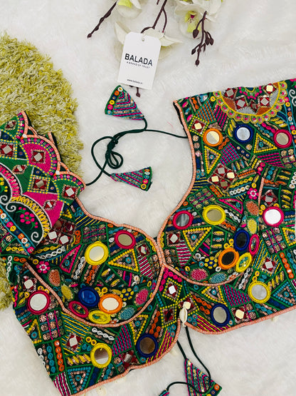 Designer Embroidered Navratri Blouse – Heavy Mirror Work Choli