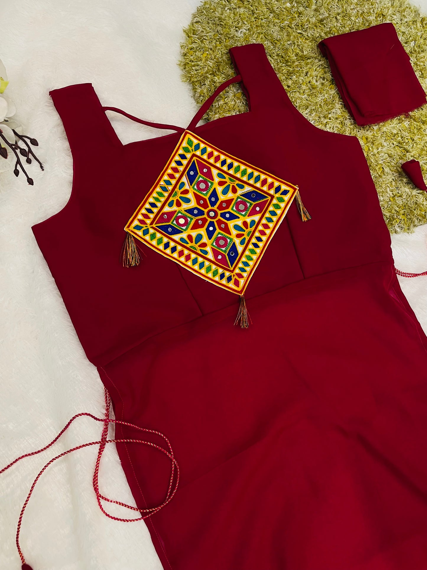 Trendy Embroidered Square Yoke Kurtis – Elegant Solid Festive Wea