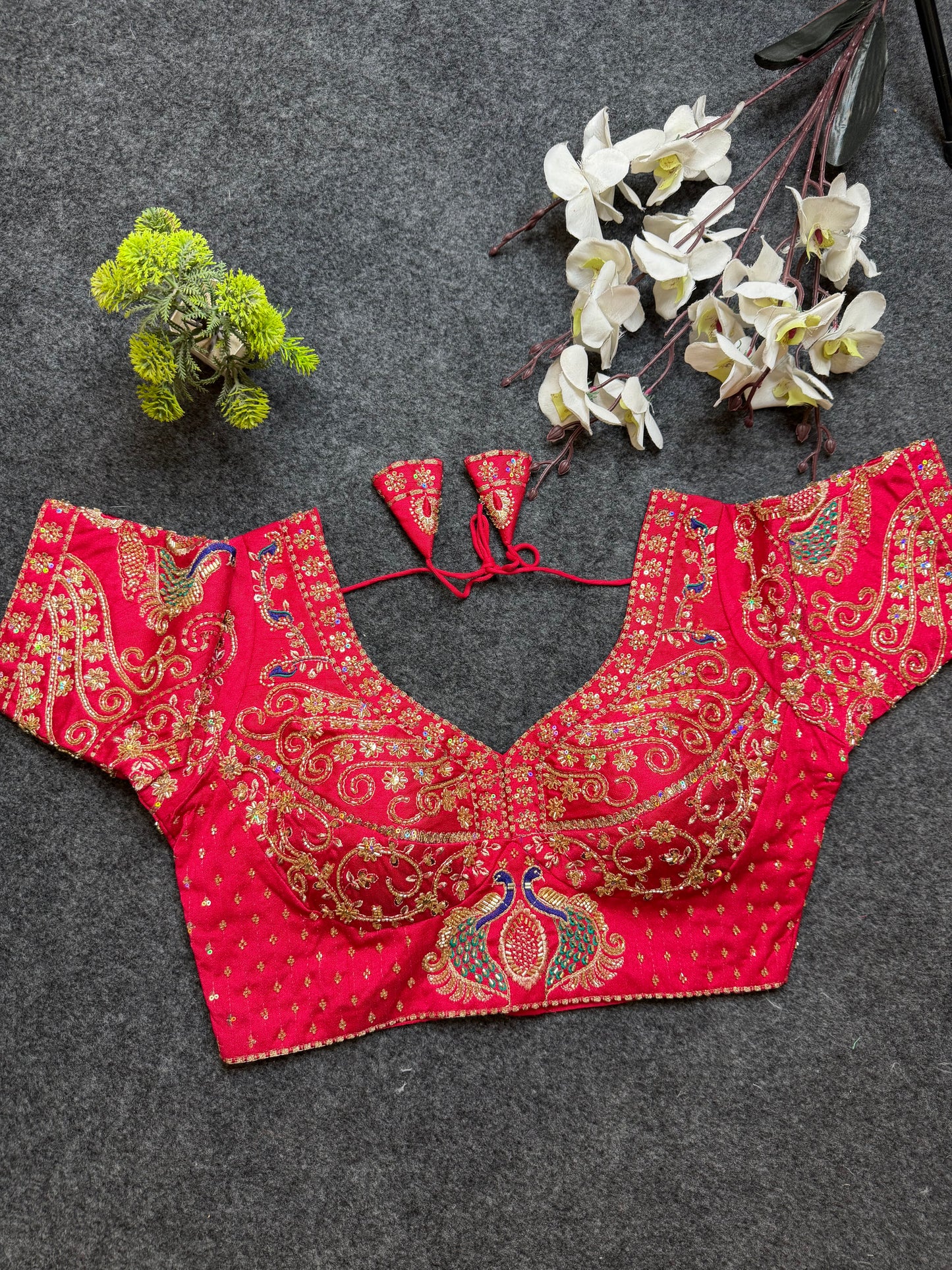 Rani Pink Peacock Embroidered Designer Blouse for Women | Bridal Heavy Work Party Wear Readymade Blouse