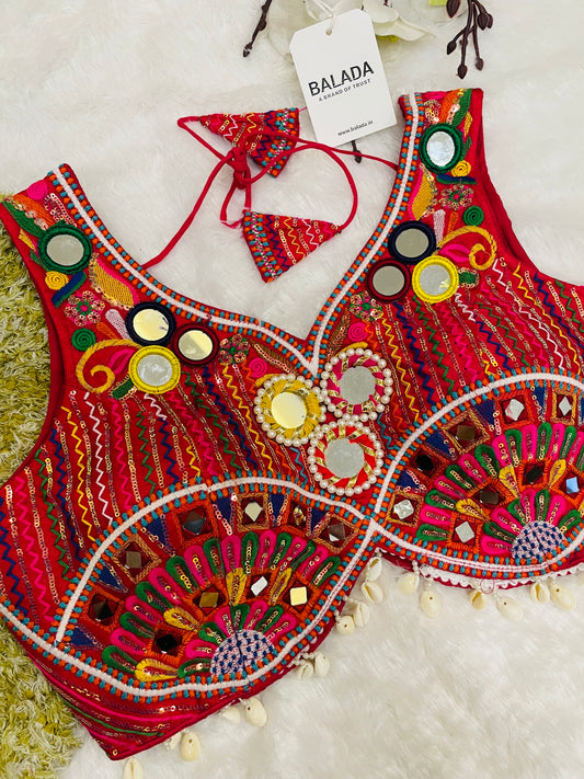 Designer Embroidered Navratri Blouse – Mirror Work Choli