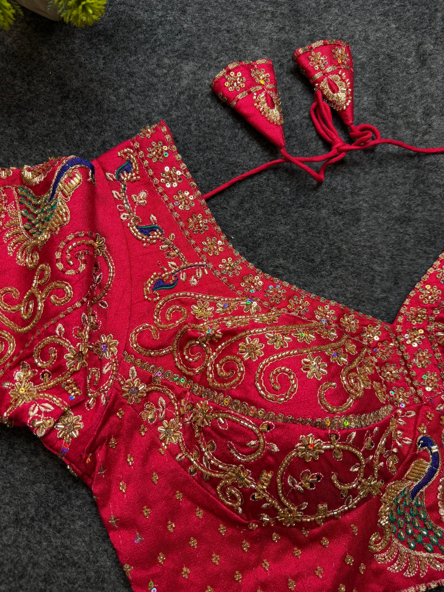 Rani Pink Peacock Embroidered Designer Blouse for Women | Bridal Heavy Work Party Wear Readymade Blouse
