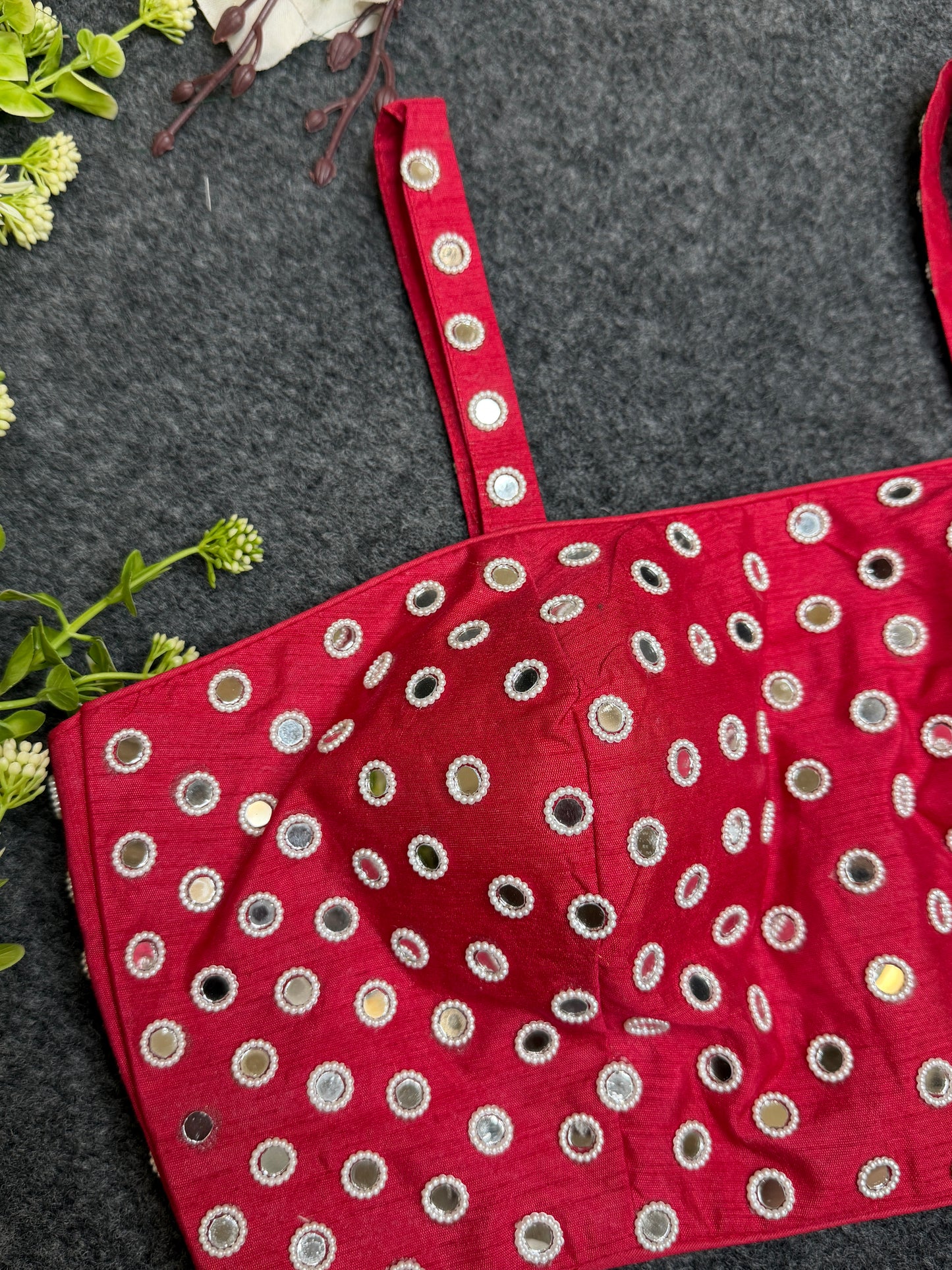 Designer Pink Mirror Work Tube Blouse for Women | Heavy Hand Mirror Embellished Party Wear Readymade Blouse