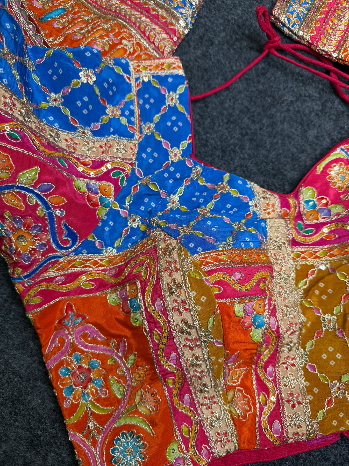 Multicolor Kutchi Work Designer Blouse for Women | Heavy Embroidered Patchwork Navratri Garba Readymade Blouse
